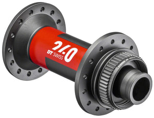 DT Swiss Front Hub DT Swiss 240 Front Hub - 15 x 110mm Center-Lock Black/Red 28H