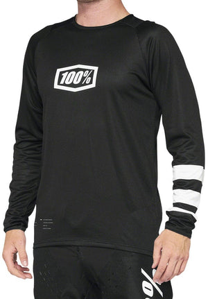 100% Cycling Jerseys 100% R-Core Jersey - Black/White Long Sleeve Men's Small