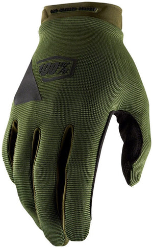 100% Gloves and Liners 100% Ridecamp Gloves - Army Green/Black Full Finger Large
