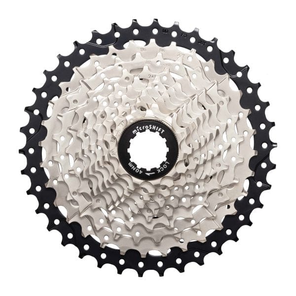 microSHIFT Sword Cassette - 10 Speed, 11-38t, Full Steel Construction, Satin Nickel