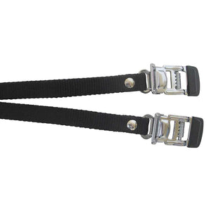 EVO Nylon toe clip straps with steel buckle Black