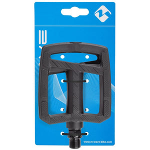 M-Wave Steady Flat 2 Pedals Body: Plastic Spindle: Boron Steel 9/16'' Black Pair