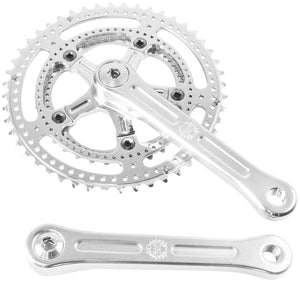 Velo Orange Grand Cru Drillium Cranks - 165mm 8/9/10 Speed 48/34t Square Taper JIS Spindle Interface Polished Aluminum