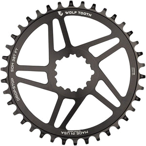 Wolf Tooth Direct Mount Chainring - 38t SRAM Direct Mount For SRAM 3-Bolt 6mm Offset Drop-Stop B Flattop Compatible BLK
