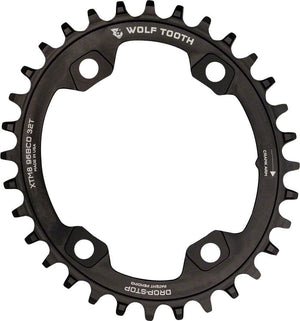 Wolf Tooth Elliptical 96 BCD Chainring - 30t 96 Asymmetric BCD 4-Bolt Drop-Stop For Shimano XTR M9000 M9020 Cranks BLK