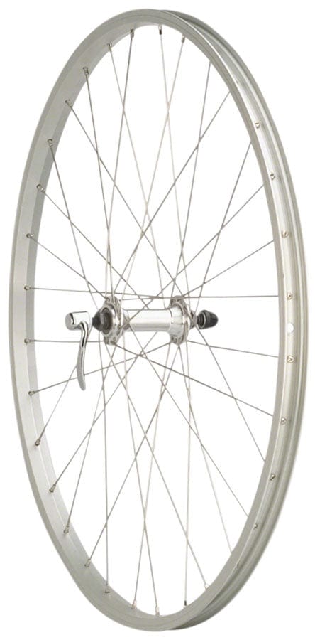Quality Wheels Value Single Wall Series Front Wheel - 26" QR x 100mm Rim Brake Silver Clincher 36H