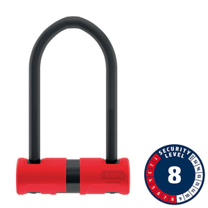 Abus U-Lock 4.2 X 6.3" / Black/Red / Included Abus 440A Alarm U-Lock Key 150x160mm 5.9''x6.3'' Thickness in mm: 12mm Black