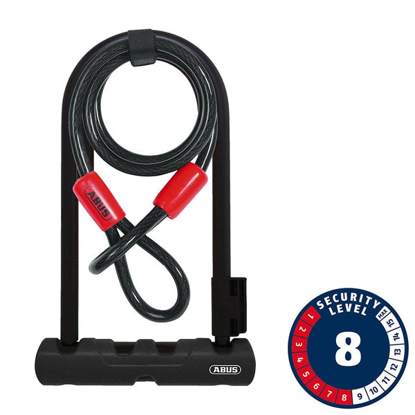 Abus U-Lock Abus Ultra 410 + Cobra Loop U-Lock Key 12mm 17.0cm x 23.0cm 6.7" x 9" SH34 Black; Cable 10mm 120cm 4'