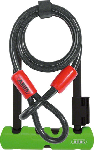 Abus U-Lock Abus Ultra 410 U-Lock - 3.9 x 7" Keyed BLK/Green Includes Cobra cable bracket