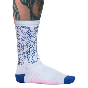 Affinity Apparel Affinity Keith Haring Cycling Socks  LG/XL Unisex White/Blue Dance Party