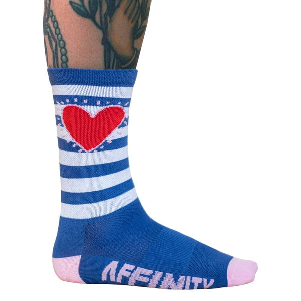 Affinity Apparel Affinity Keith Haring Cycling Socks  SM/MD Unisex Multi Hearts w/Stripes