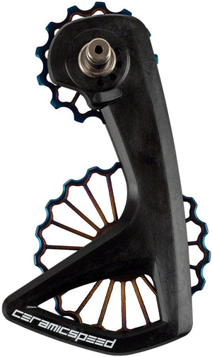 CeramicSpeed Cage Assembly CeramicSpeed OSPW RS Pulley Wheel System Shimano 9250/8150 - Coated Races 3D Printed Ti Pulley Carbon Cage Oil Slick PVD