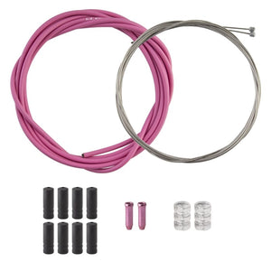 Clarks Cables and Housing Clarks Stainless Steel Sport Gear Kit Front and rear 2500mm/2275mm 4mm/1.1mm SS Pink MTB/Road