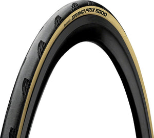 Continental Tires Continental Grand Prix 5000 Tire - 700 x 25 Clincher Folding BLK/Cream BLKChili Vectran Breaker LazerGrip ACT