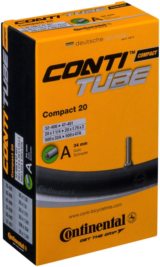 Continental Tube Continental Standard Tube - 20 x 1-1/4 - 1-3/4 34mm Schrader Valve