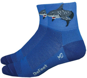 DeFeet Socks 9.5-11.5 DeFeet Aireator 3" Shark Attack! Socks - Blue