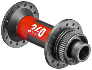 DT Swiss Front Hub DT Swiss 240 Front Hub - 15 x 110mm Center-Lock Black/Red 32H