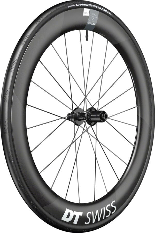 DT Swiss Rear Wheel DT Swiss ARC 1400 DiCut 62 Rear Wheel - 700 12 x 142mm Center-Lock HG11 Road/XDR Ratchet EXP 36 BLK WTS w/Grand Prix 5000 STR Tire