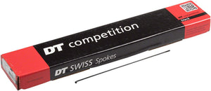 DT Swiss Spokes DT Swiss Competition Spoke: 2.0/1.8/2.0mm 296mm J-bend Black Box of 100