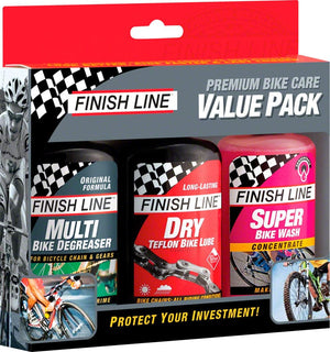Finish Line Degreaser / Cleaner Finish Line Bike Care Value Pack Includes DRY Chain Lubricant EcoTech Degreaser Super Bike Wash Cleaner