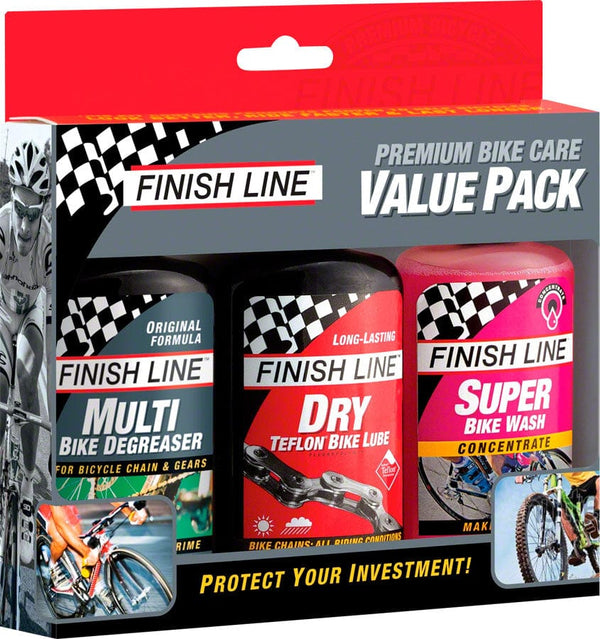 Finish Line Degreaser / Cleaner Finish Line Bike Care Value Pack Includes DRY Chain Lubricant EcoTech Degreaser Super Bike Wash Cleaner