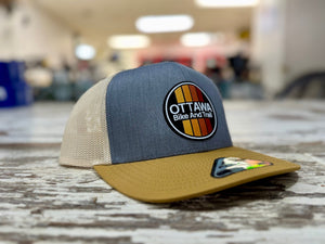 First In Apparel Shop Merch Gray Ottawa Bike and Trail Logo Trucker Hat