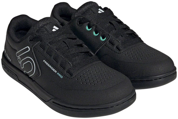 Five Ten Shoes and Insoles 5 Five Ten Freerider Pro Flat Shoes - Women's, Core Black/Crystal White/Acid Mint