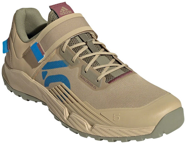 Five Ten Shoes and Insoles 6 Five Ten Trailcross Mountain Clipless Shoes - Men's, Beige Tone/Blue Rush/Orbit Green
