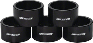 Full Speed Ahead Headset Spacers Full Speed Ahead 1-1/8"x20mm Headset Spacers Black Alloy with Logo Bag of 5