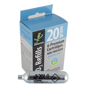 Genuine innovations Pumps Genuine innovations Co2 Refill Cartridges  Threadless Silver 20g 6 pack