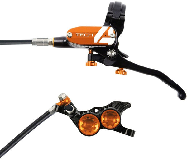 Hope Disc Brake & Lever Hope Tech 4 V4 Disc Brake and Lever Set - Front Hydraulic Post Mount Orange