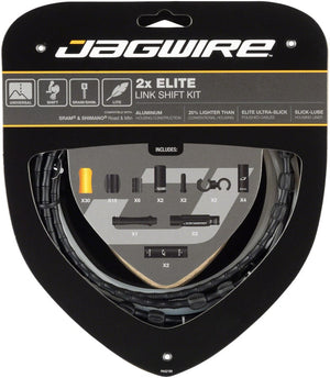 Jagwire Cables and Housing Black Jagwire 2x Elite Link Shift Cable Kit - SRAM/Shimano Polished Ultra-Slick Cables