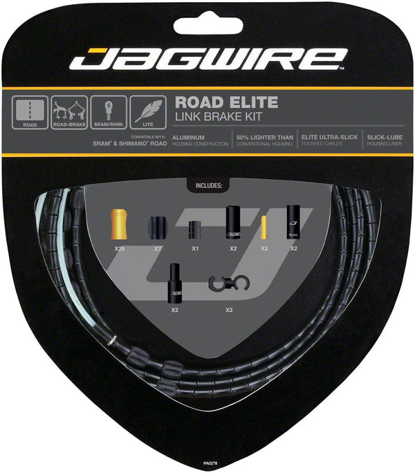 Jagwire Cables and Housing Black Jagwire Road Elite Link Brake Cable Kit - SRAM/Shimano Ultra-Slick Uncoated Cables