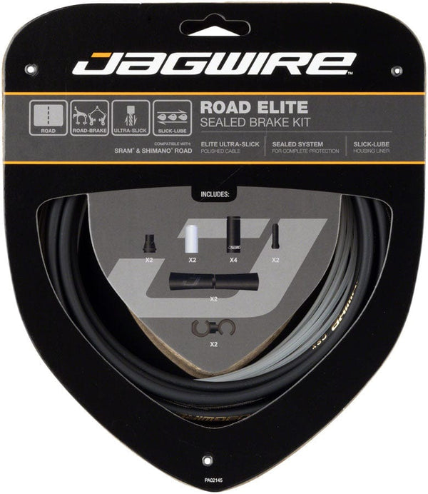 Jagwire Cables and Housing Black Jagwire Road Elite Sealed Brake Cable Kit - SRAM/Shimano, Ultra-Slick Uncoated Cables