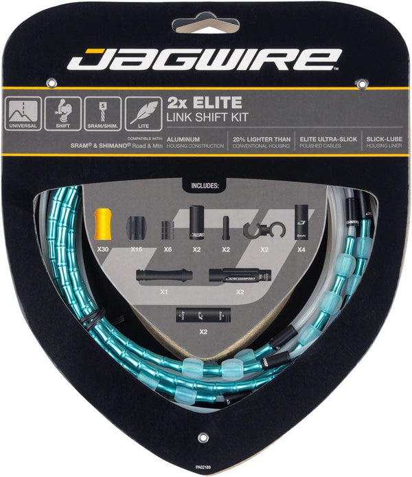 Jagwire Cables and Housing Celeste (Ltd.) Jagwire 2x Elite Link Shift Cable Kit - SRAM/Shimano Polished Ultra-Slick Cables