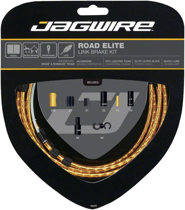 Jagwire Cables and Housing Gold Jagwire Road Elite Link Brake Cable Kit - SRAM/Shimano Ultra-Slick Uncoated Cables