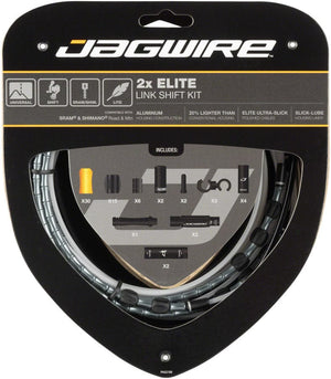 Jagwire Cables and Housing Gray Jagwire 2x Elite Link Shift Cable Kit - SRAM/Shimano Polished Ultra-Slick Cables