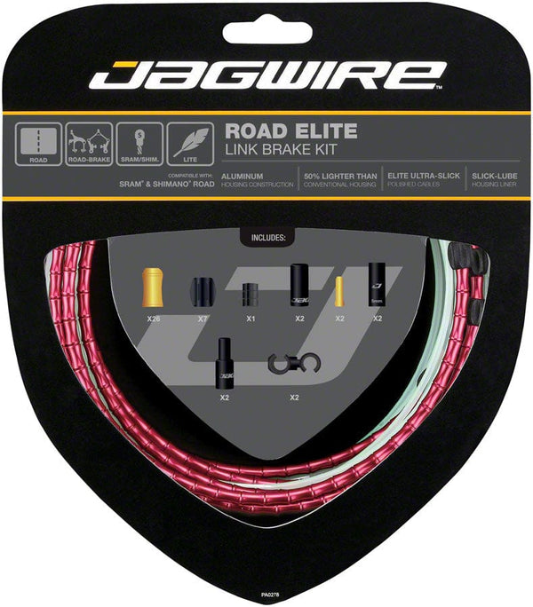 Jagwire Cables and Housing Red Jagwire Road Elite Link Brake Cable Kit - SRAM/Shimano Ultra-Slick Uncoated Cables