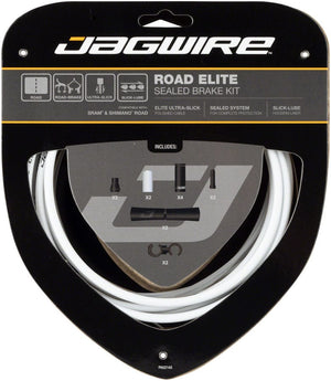 Jagwire Cables and Housing White Jagwire Road Elite Sealed Brake Cable Kit - SRAM/Shimano, Ultra-Slick Uncoated Cables