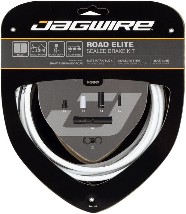 Jagwire Cables and Housing White Jagwire Road Elite Sealed Brake Cable Kit - SRAM/Shimano, Ultra-Slick Uncoated Cables