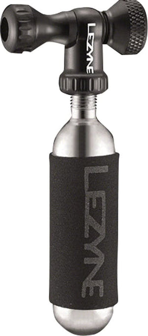 Lezyne CO2 Inflators/Cartridges Lezyne Control Drive C0-2 Inflator Slip-fit Shcrader/Presta includes 16g cartridge Neoprene Sleeve BLK