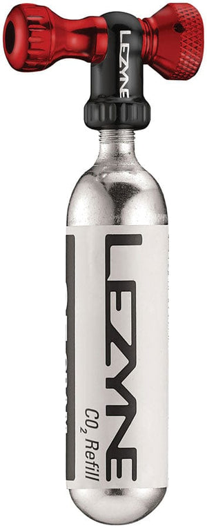 Lezyne CO2 Inflators/Cartridges Lezyne Control Drive C0-2 Inflator Slip-fit Shcrader/Presta includes 16g cartridge Neoprene Sleeve Red