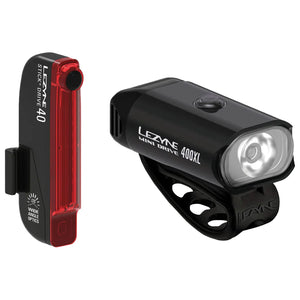 Lezyne Lights Lezyne Mini Drive 400XL and Stick+ Light Pair Black/Black