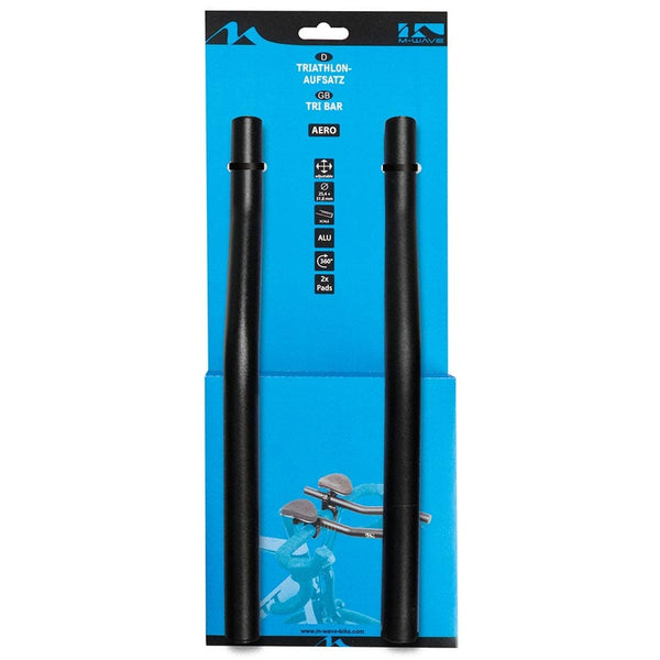 M-Wave Clip on Aero TT Bars M-Wave Aero F Clip=on Handlebar Aluminum Black 31.8mm clamp with 25.4mm adapters