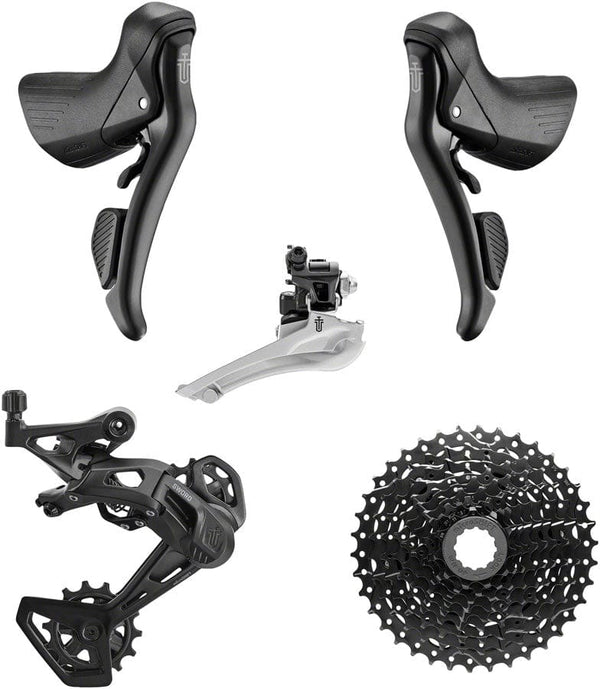 microSHIFT Group Kits microSHIFT Sword BLK 2x9-Speed Groupset - Includes Brake/Shifters Front Derailler Braze-On Rear Derailleur Long Cage 11-38t Cassette