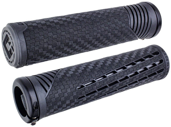 ODI Grips Black/Gray/Black ODI CF V2.1 Grips - Blue Lock-On