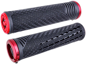 ODI Grips Black/Red/Red ODI CF V2.1 Grips - Blue Lock-On