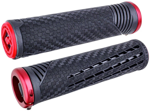 ODI Grips Black/Red/Red ODI CF V2.1 Grips - Blue Lock-On