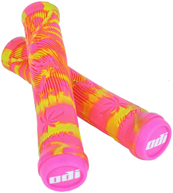 ODI Grips Pink/Yellow Swirl / Flangeless ODI Hucker Grips