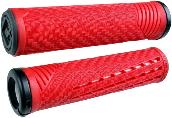ODI Grips Red/White ODI CF V2.1 Grips - Blue Lock-On